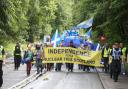 Protesters called for nuclear weapons to be removed from Scotland after independence
