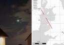 A picture of the meteor and its plotted path