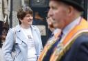 Former DUP leader Arlene Foster was heckled with a chant of 'Up the Ra'