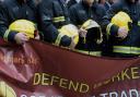 Firefighters at a protest outside Westminster last summer