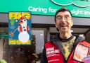 Big Issue vendor George Anderson in London, and inset, young Fergus's winning front cover design