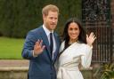 Prince Harry and Meghan Markle in the Sunken Garden at Kensington Palace, London