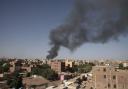 Smoke is seen in Khartoum, Sudan as rival forces battle in the capital