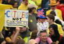 Anti-monarchist protesters in London on coronation day