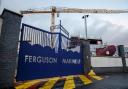 File photograph of the gates of the Ferguson Marine shipyard in Port Glasgow