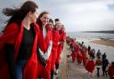 New students at the University of St Andrews take part in the traditional Pier Walk.