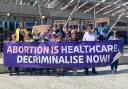 Abortion rights campaigners outside of the Scottish Parliament