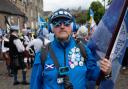 Paul Jamieson, the 'Silent Clansman', pictured ahead of the start of the AUOB march in Stirling
