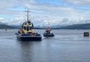 Dramatic footage shows tug receiving help from another vessel after running into trouble off Greenock