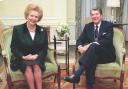 Former Prime Minister Margaret Thatcher with former US President Ronald Reagan