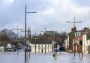 Flooded roads in Whitesands, Dumfries in December 2022