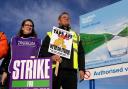 Members of the Unite, Unison and GMB unions on strike at Scottish Water