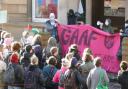 A protest over the University of Glasgow's ties with the arms industry has entered its third day