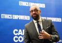 Home Secretary James Cleverly delivers a speech at the Carnegie Council for Ethics in International Affairs in New York