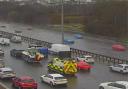 Traffic is facing disruption due to a boat on the motorway