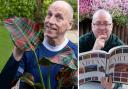 Tartan Army stalwart Hamish Husband (left) and Cardwell Garden Centre’s Paul Carmichael studies a book on Tartan