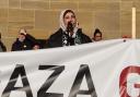 Doa'a AbuAmer pictured at a rally for Gaza in Glasgow