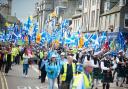 Thousands march down Union Street in Aberdeen to show there support for Scottish independence