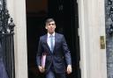 Rishi Sunak pictured in Downing Street this morning