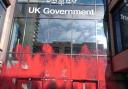 Red paint was thrown over the UK Government office in Edinburgh