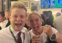 Lara Bird and Euan Stainbank were pictured cheering on Argentina together at Westminster