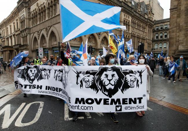 Saltires brightened up the streets of Glasgow city centre