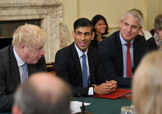 The National: UK prime minister Boris Johnson, Britain's Chancellor of the Exchequer Rishi Sunak, and newly promoted Chancellor of the Duchy of Lancaster Stephen Barclay