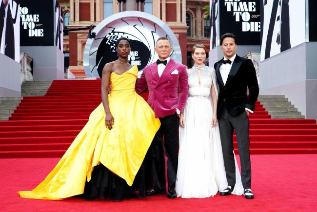Lashana Lynch, Daniel Craig, Lea Seydoux and Cary Joji Fukunaga attending the World Premiere of No Time To Die