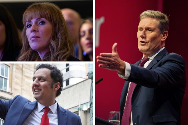 Clockwise from right: UK Labour leader Keir Starmer, Scottish Labour leader Anas Sarwar, and UK Labour deputy leader Angela Rayner