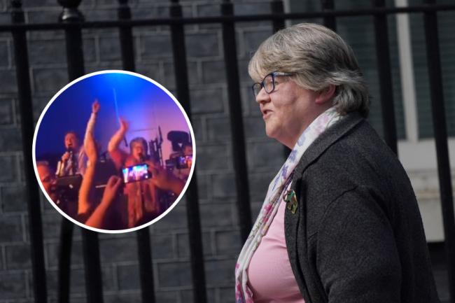Therese Coffey has been branded 'callous' after she was filmed singing at a Tory conference event while her department's cuts to Universal Credit came into effect