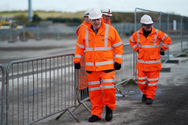 Prime Minister Boris Johnson during a visit to the Network Rail hub at Gascoigne Wood, near Selby, North Yorkshire