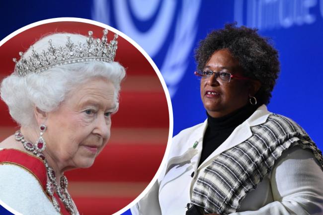 Barbados prime minister Mia Mottley, right, has spearheaded the move to remove the Queen as the country's head of state