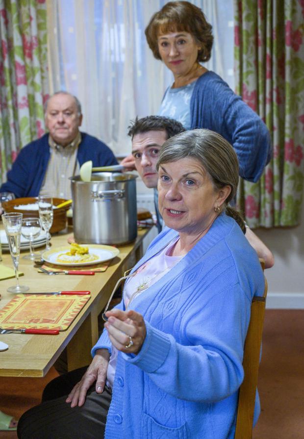 The National: Alex Norton, Jamie Quinn, Arabella Weir and Elaine C Smith star in Two Doors Down. Picture: Alan Peebles/BBC Studios
