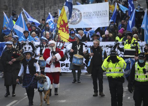 The National: A march from Edinburgh Castle to Holyrood  by Scotland's Independence Movement marking St Andrew's Day saturday
Pic Gordon Terris Herald & Times
27/11/21