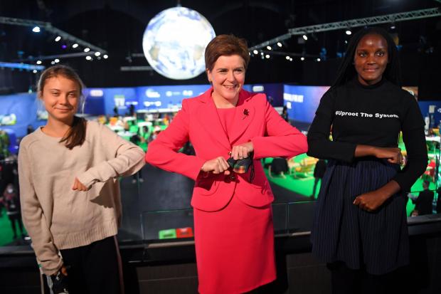 First Minister Nicola Sturgeon with Greta Thunberg, left, and Vanessa Nakate at COP26