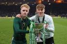 Celtic youngsters Owen Moffat, left, and Adam Montgomery with the Premier Sports Cup at Hampden last month