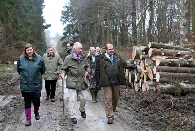 The Prince of Wales toured the Haddow Estate in Aberdeenshire, which lost hundreds of thousands of trees in Storm Arwen