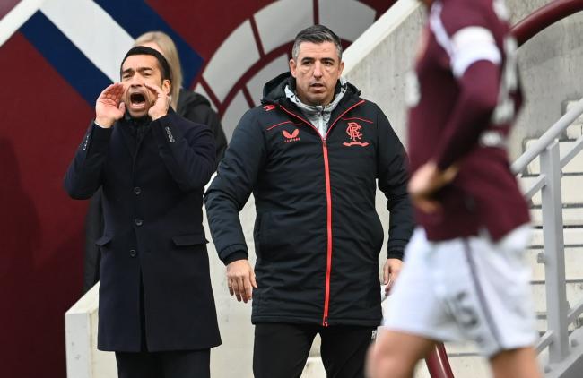 Rangers Manager Giovanni van Bronckhorst and Assistant Roy Makaay