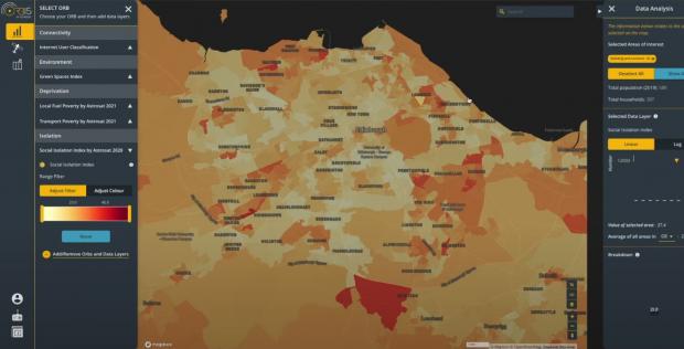 The National: A snapshot from the Isolation Plus platform highlighting levels of social isolation in Edinburgh. Picture: Astrosat