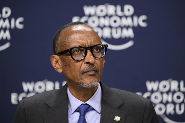 The National: Paul Kagame, President of Rwanda participates at a Press Conference on Pfizer and Partners Announce Accord for a Healthier World, at the 51st annual meeting of the World Economic Forum, WEF, in Davos, Switzerland, Wednesday, May 25, 2022. (Gian