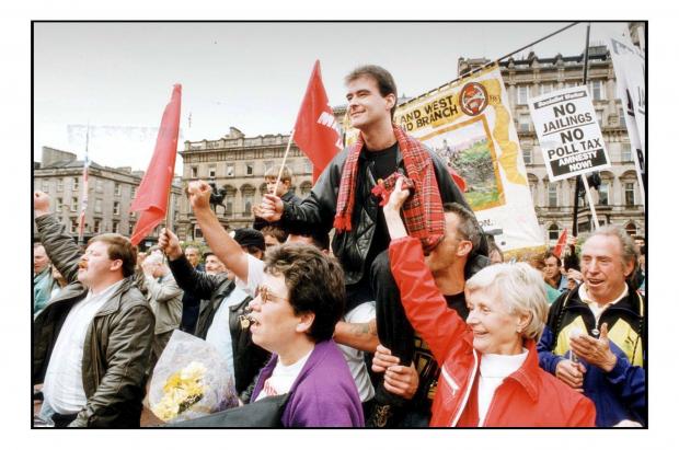 The National: Tommy Sheridan at a poll tax rally