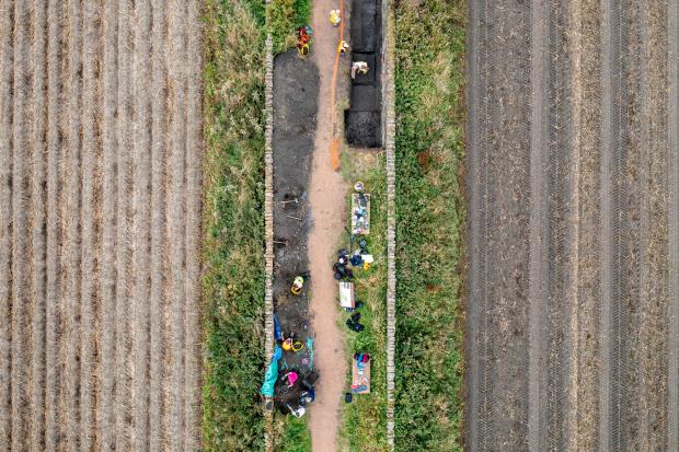 The National: Aerial of the Waggonway Dig 2021 (Credit to Shabhaz Majeed 2021)