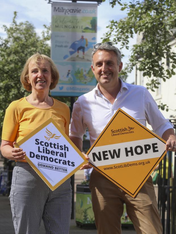 The National: Susan Murray, LibDem candidate for the next general election in East Dunbartonshire, with party leader Alex Cole-Hamilton