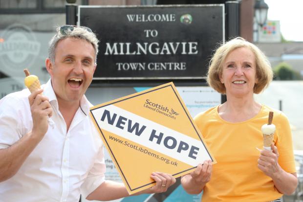 LibDem leader Alex Cole-Hamilton with Councillor Susan Murray, who will be standing in East Dunbartonshire at the general election in 2024