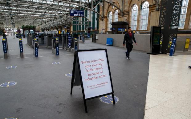 The National: Glasgow Central station was deserted due to the strike action