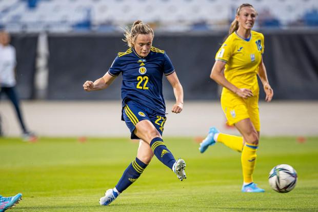 Scotland's Erin Cuthbert scored to make it 2-0 during a FIFA Women's World Cup Qualifier between Ukraine and Scotland at Stadion Miejski w Rzeszowie, on June 24, 2022