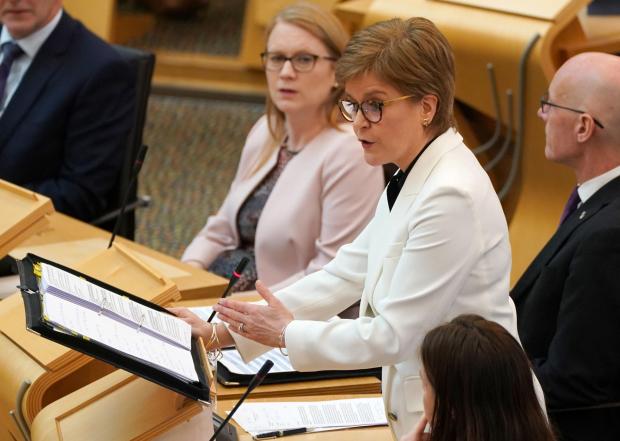 The National: First Minister Nicola Sturgeon during First Minister's Questions at the Scottish Parliament in Holyrood, Edinburgh. Picture date: Thursday June 16, 2022. PA Photo. See PA story SCOTLAND Questions. Photo credit should read: Andrew Milligan/PA Wire.