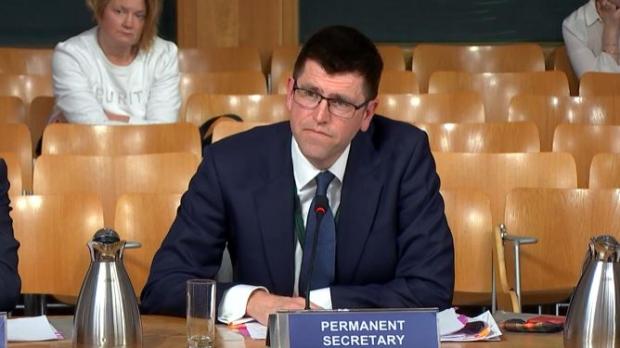 The National: John Paul Marks blocked the publication of the FM's speech on independence (Scottish Parliament TV)
