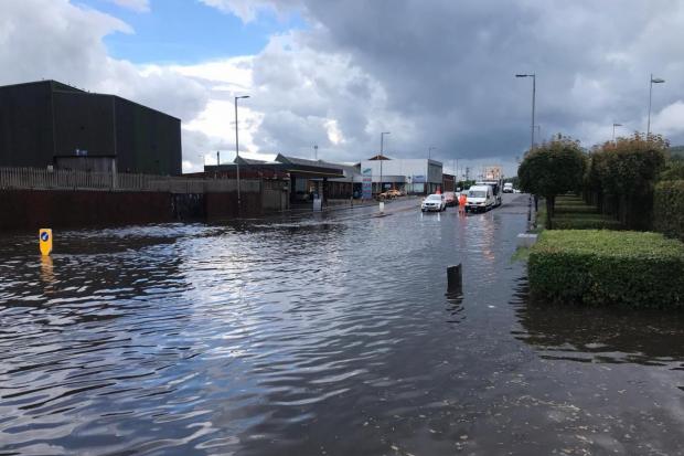 FLOODING ON A8 AT EAST HAMILTON STREET IN GREENOCK.