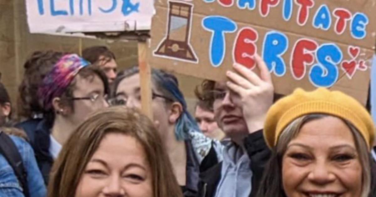 Row erupts as SNP MPs pictured near ‘decapitate TERFS’ sign at protest